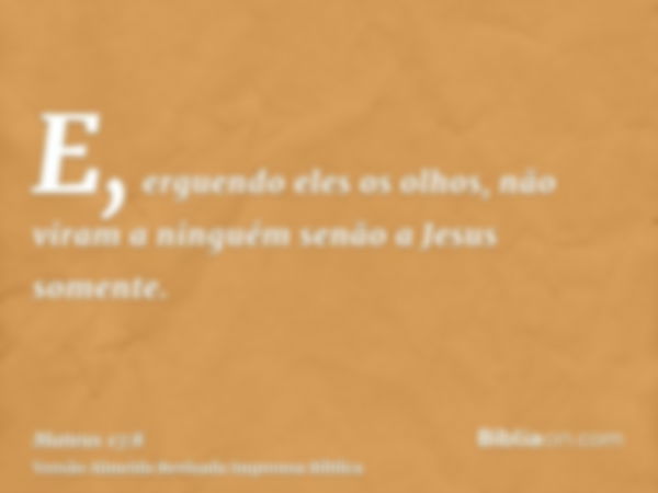 E, erguendo eles os olhos, não viram a ninguém senão a Jesus somente.