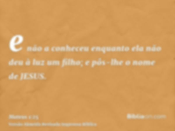 e não a conheceu enquanto ela não deu à luz um filho; e pôs-lhe o nome de JESUS.