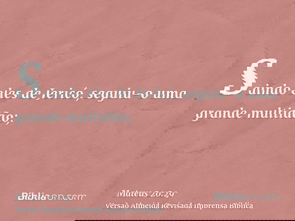 Saindo eles de Jericó, seguiu-o uma grande multidão;