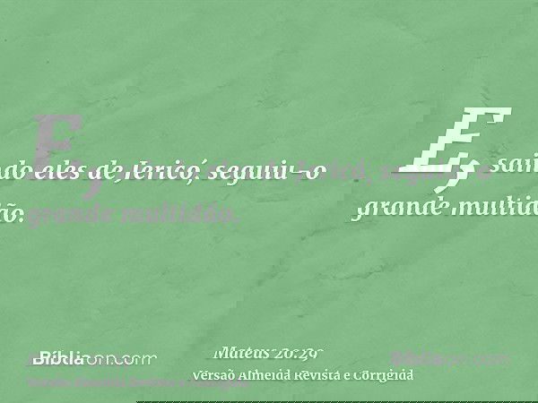 E, saindo eles de Jericó, seguiu-o grande multidão.
