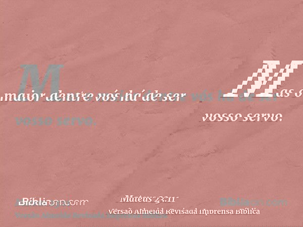Mas o maior dentre vós há de ser vosso servo.