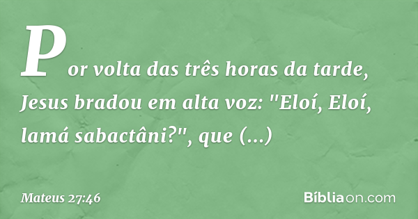 O que diz a Bíblia? Eli, Eloi