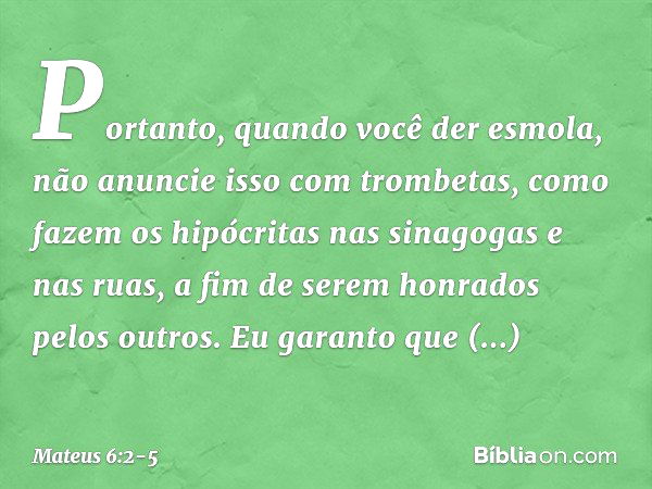 Mateus 6:2 - Versículo da Bíblia 