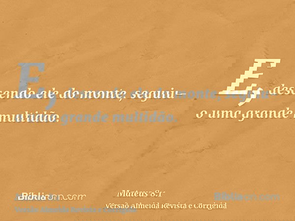 E, descendo ele do monte, seguiu-o uma grande multidão.