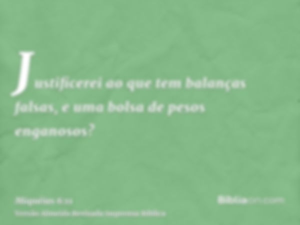 Justificerei ao que tem balanças falsas, e uma bolsa de pesos enganosos?