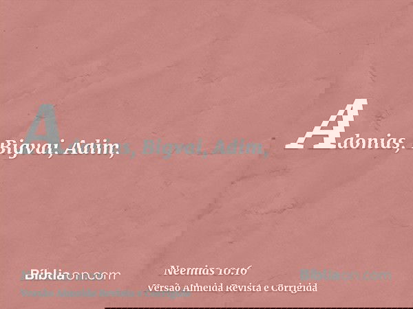 Adonias, Bigvai, Adim,