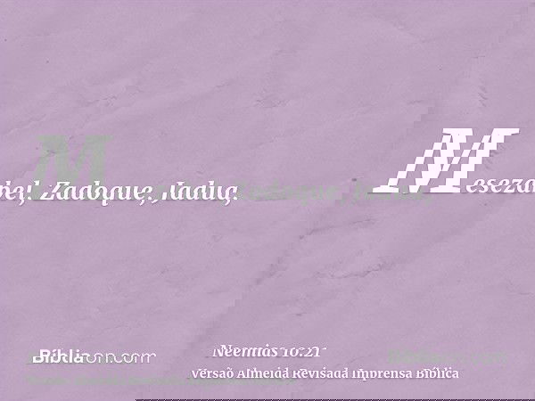 Mesezabel, Zadoque, Jadua,