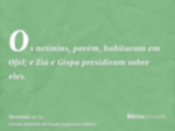 Os netinins, porém, habitaram em Ofel; e Ziá e Gispa presidiram sobre eles.