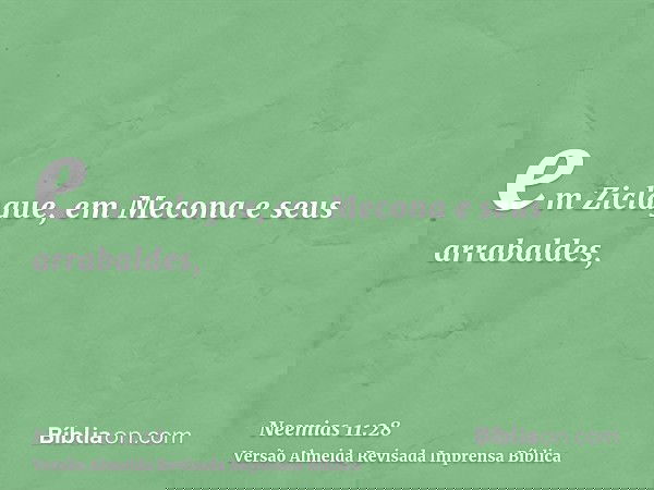em Ziclague, em Mecona e seus arrabaldes,