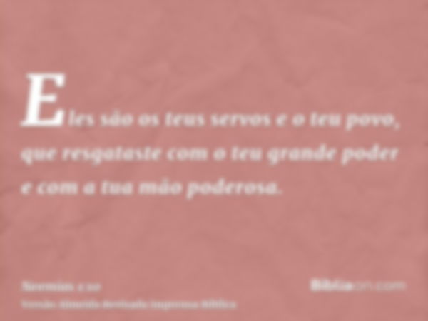 Eles são os teus servos e o teu povo, que resgataste com o teu grande poder e com a tua mão poderosa.