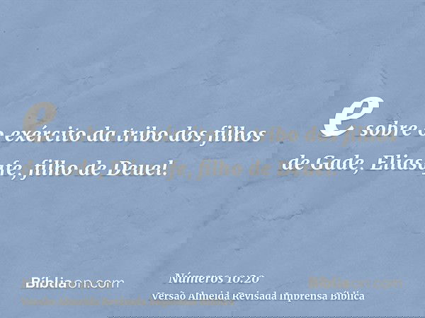 e sobre o exército da tribo dos filhos de Gade, Eliasafe, filho de Deuel.