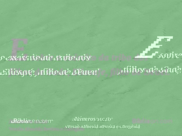 E sobre o exército da tribo dos filhos de Gade, Eliasafe, filho de Deuel.