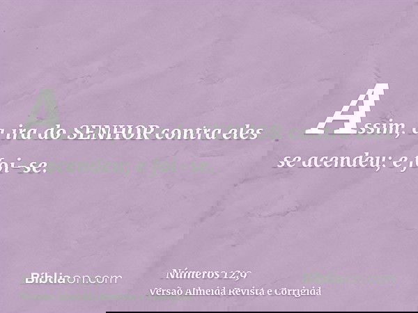 Assim, a ira do SENHOR contra eles se acendeu; e foi-se.