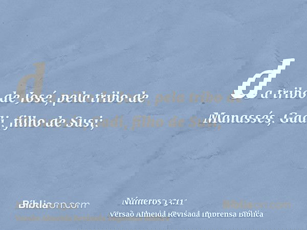 da tribo de José, pela tribo de Manassés, Gadi, filho de Susi;