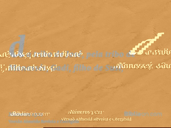 da tribo de José, pela tribo de Manassés, Gadi, filho de Susi;