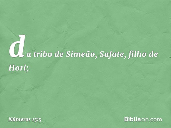 da tribo de Simeão, Safate,
filho de Hori; -- Números 13:5