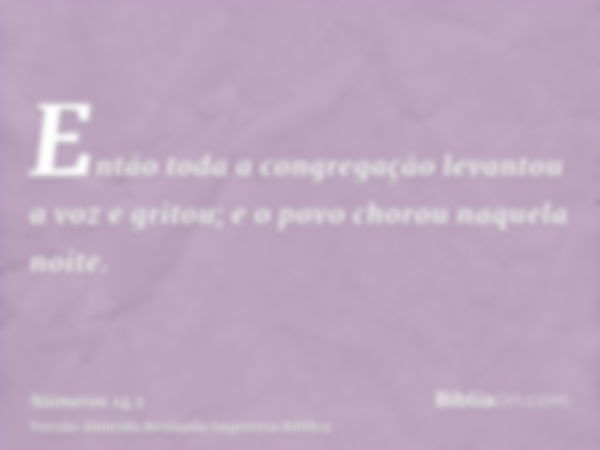 Então toda a congregação levantou a voz e gritou; e o povo chorou naquela noite.