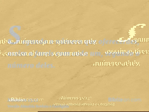 Segundo o número que oferecerdes, assim o fareis com cada um, segundo o número deles.