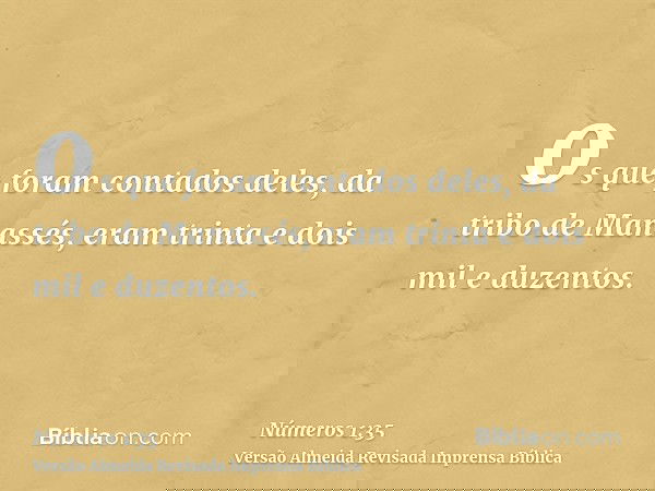 os que foram contados deles, da tribo de Manassés, eram trinta e dois mil e duzentos.