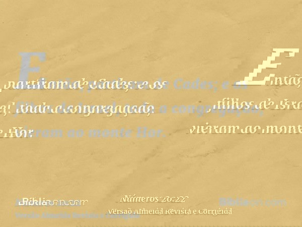 Então, partiram de Cades; e os filhos de Israel, toda a congregação, vieram ao monte Hor.