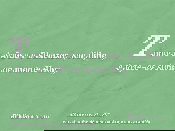 Toma a Arão e a Eleazar, seu filho, e faze-os subir ao monte Hor;