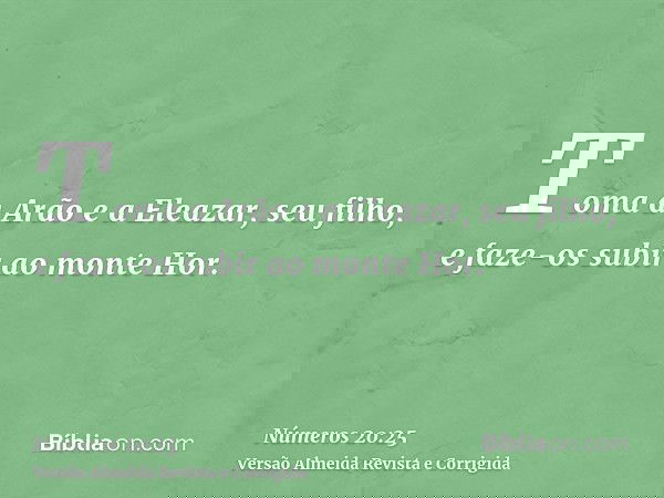 Toma a Arão e a Eleazar, seu filho, e faze-os subir ao monte Hor.