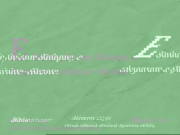 E Balaão foi com Balaque, e chegaram a Quiriate-Huzote.
