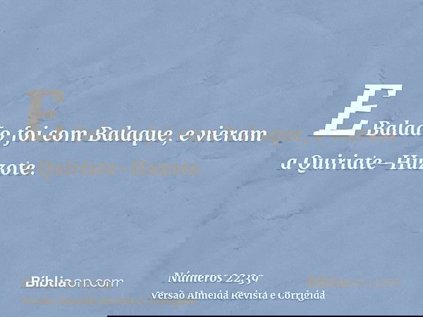 E Balaão foi com Balaque, e vieram a Quiriate-Huzote.