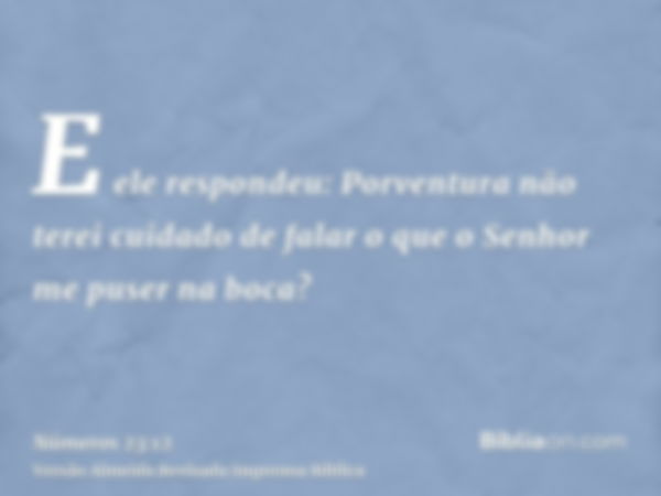 E ele respondeu: Porventura não terei cuidado de falar o que o Senhor me puser na boca?