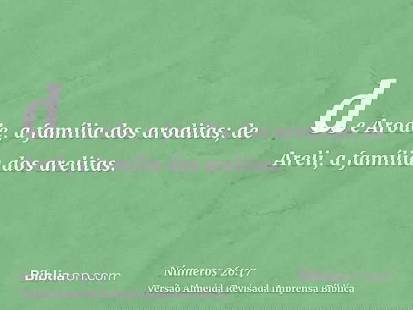 de Arode, a família dos aroditas; de Areli, a família dos arelitas.