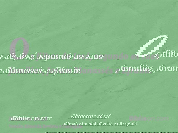 Os filhos de José, segundo as suas famílias, foram Manassés e Efraim.