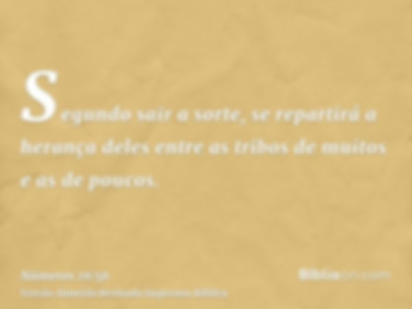 Segundo sair a sorte, se repartirá a herança deles entre as tribos de muitos e as de poucos.