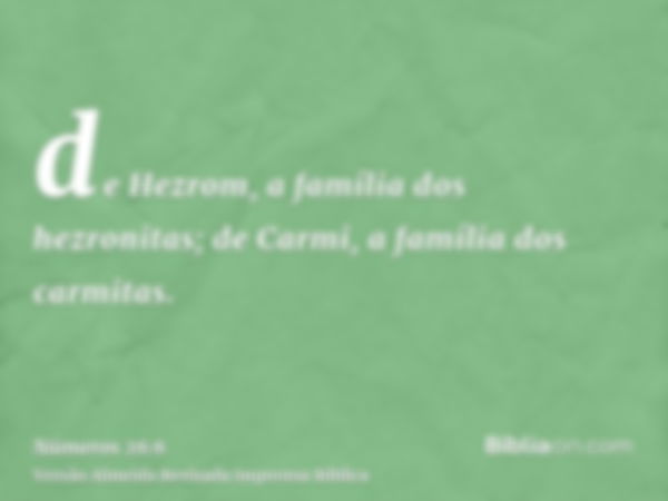 de Hezrom, a família dos hezronitas; de Carmi, a família dos carmitas.