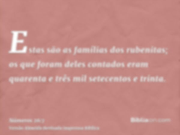 Estas são as famílias dos rubenitas; os que foram deles contados eram quarenta e três mil setecentos e trinta.