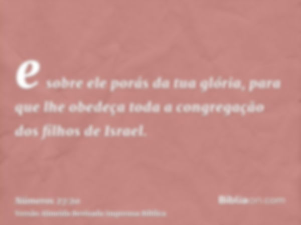 e sobre ele porás da tua glória, para que lhe obedeça toda a congregação dos filhos de Israel.