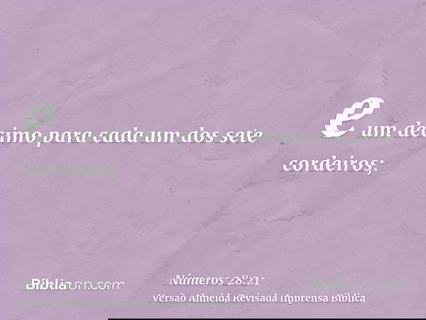e um décimo para cada um dos sete cordeiros;