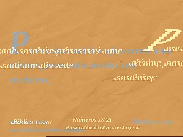 Para cada cordeiro oferecereis uma décima, para cada um dos sete cordeiros;