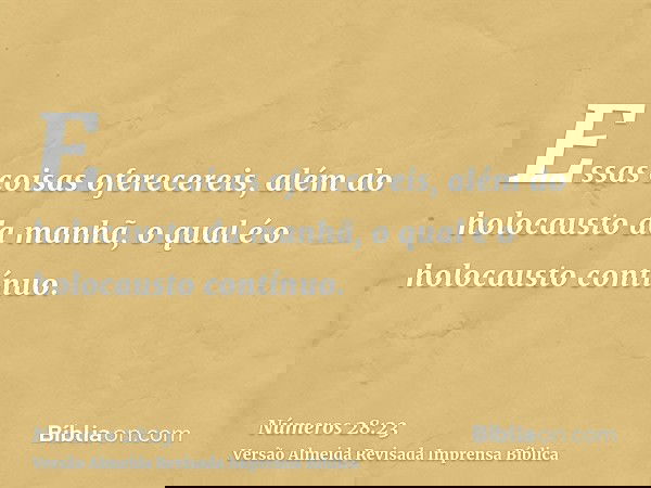 Essas coisas oferecereis, além do holocausto da manhã, o qual é o holocausto contínuo.