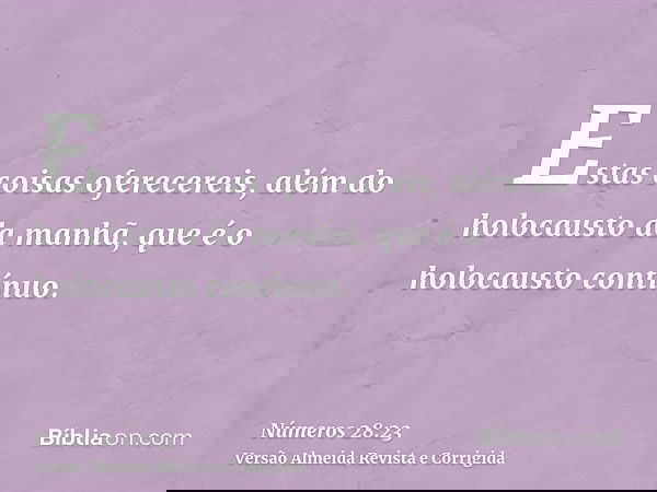 Estas coisas oferecereis, além do holocausto da manhã, que é o holocausto contínuo.