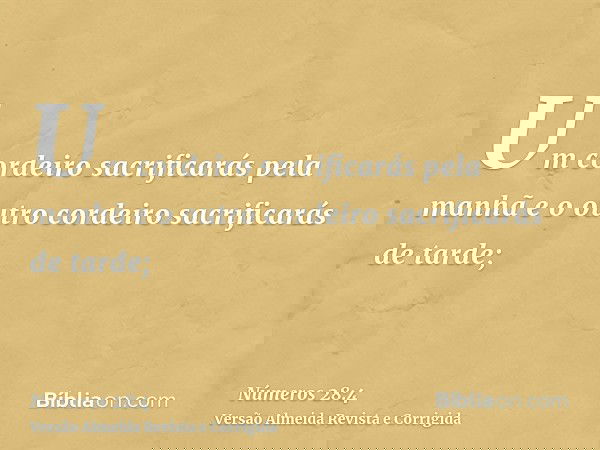Um cordeiro sacrificarás pela manhã e o outro cordeiro sacrificarás de tarde;