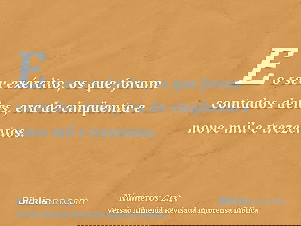 E o seu exército, os que foram contados deles, era de cinqüenta e nove mil e trezentos.