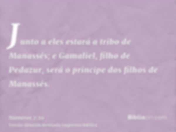 Junto a eles estará a tribo de Manassés; e Gamaliel, filho de Pedazur, será o príncipe dos filhos de Manassés.