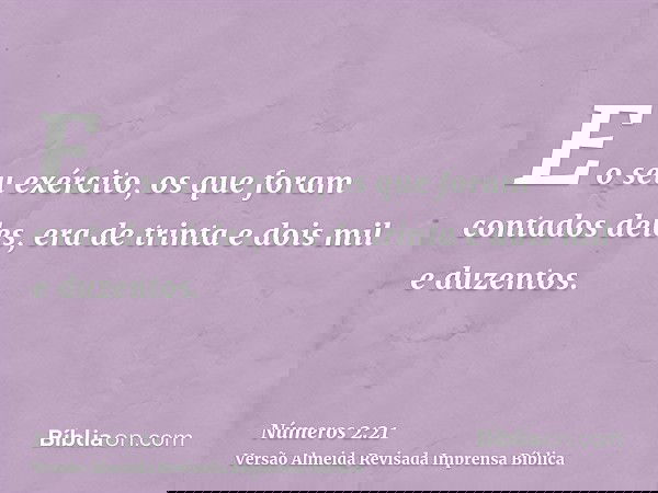 E o seu exército, os que foram contados deles, era de trinta e dois mil e duzentos.