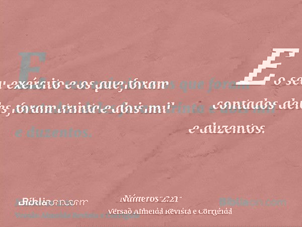 E o seu exército e os que foram contados deles foram trinta e dois mil e duzentos.