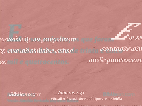 E o seu exército, os que foram contados deles, era de trinta e cinco mil e quatrocentos.