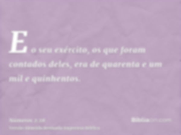 E o seu exército, os que foram contados deles, era de quarenta e um mil e quinhentos.