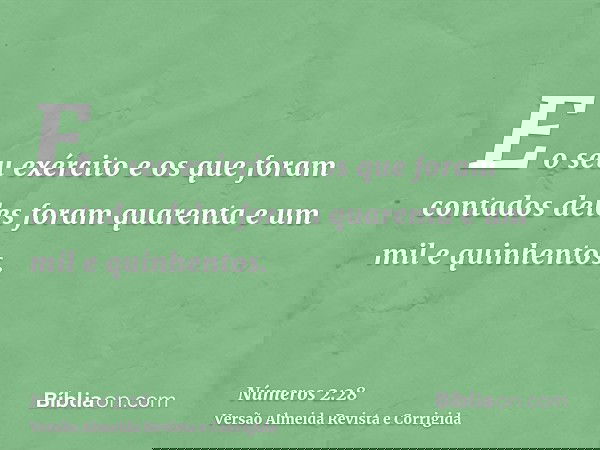 E o seu exército e os que foram contados deles foram quarenta e um mil e quinhentos.