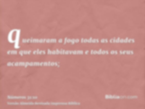 queimaram a fogo todas as cidades em que eles habitavam e todos os seus acampamentos;