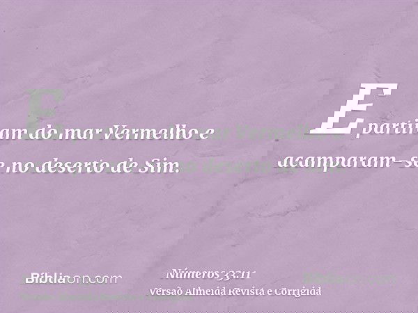 E partiram do mar Vermelho e acamparam-se no deserto de Sim.