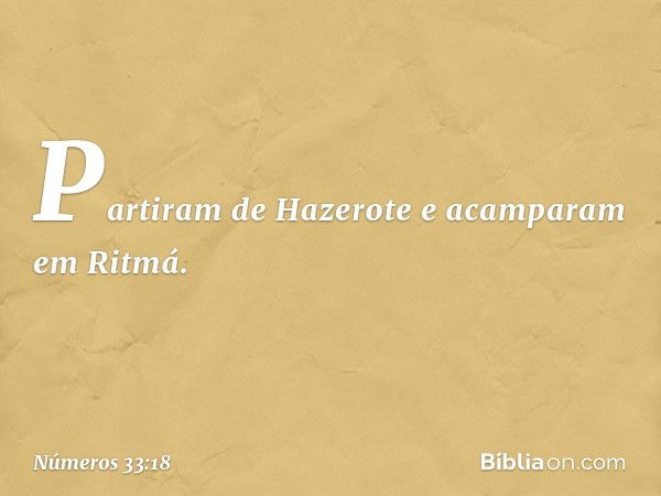 Partiram de Hazerote e acamparam em Ritmá. -- Números 33:18